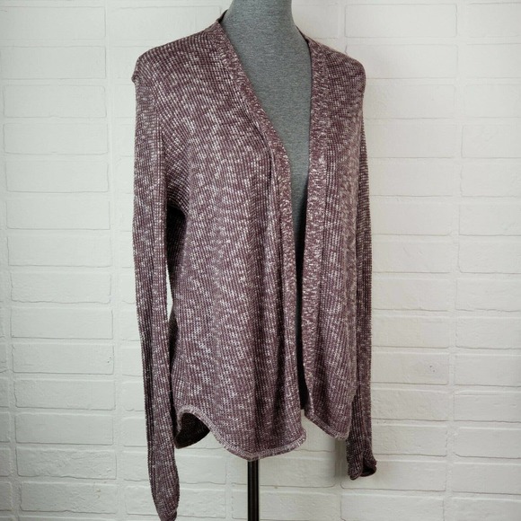 American Eagle Size M Brown Taupe Cardigan Waffle Knit - Picture 3 of 9